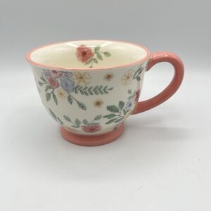Potters Studio Coffee Mug Hand-Painted Floral Footed Base 3.5"